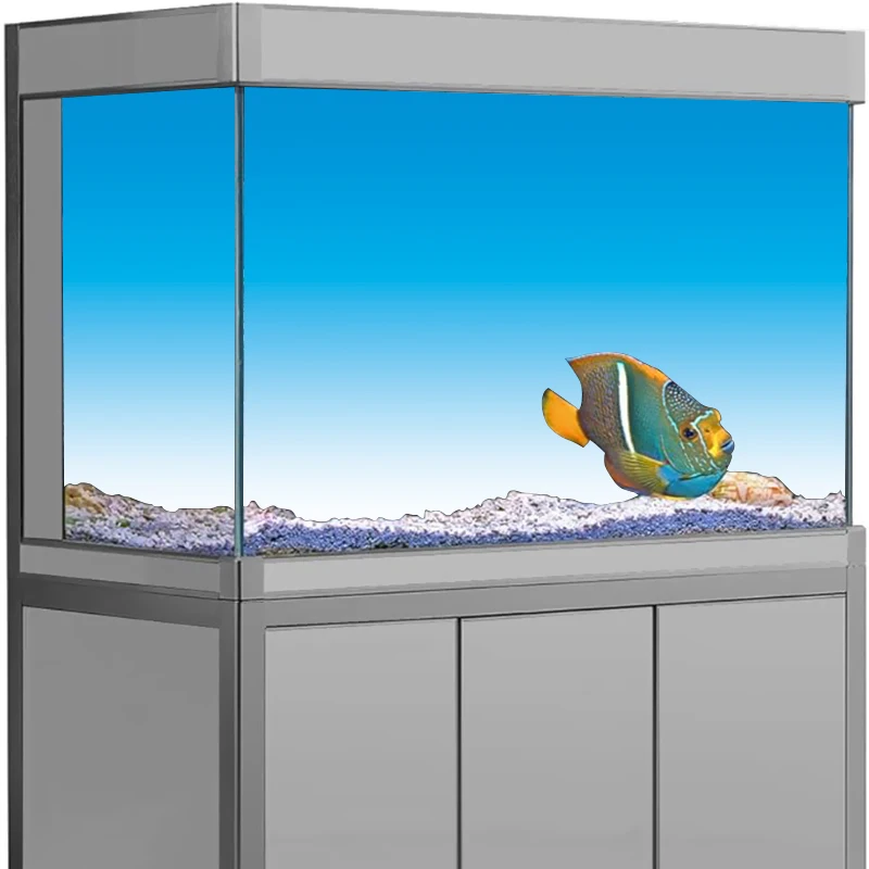 Aquarium Fish Wallpaper Hd - สติกเกอร์พื้นหลังตู้ปลา, วอลเปเปอร์ภาพวาด HD แบบไล่เฉดสีฟ้า ฉากหลังตกแต่งตู้ปลา ทำจากพีวีซี