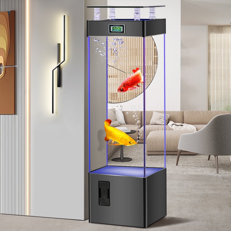 Aquarium Goldfish - ตู้ปลากระจกใสพิเศษ ไม่ต้องเปลี่ยนน้ำ ตู้ปลาเชิงนิเวศ เหมาะสำหรับห้องนั่งเล่นขนาดกลางและเล็ก สำหรับเลี้ยงปลาทอง