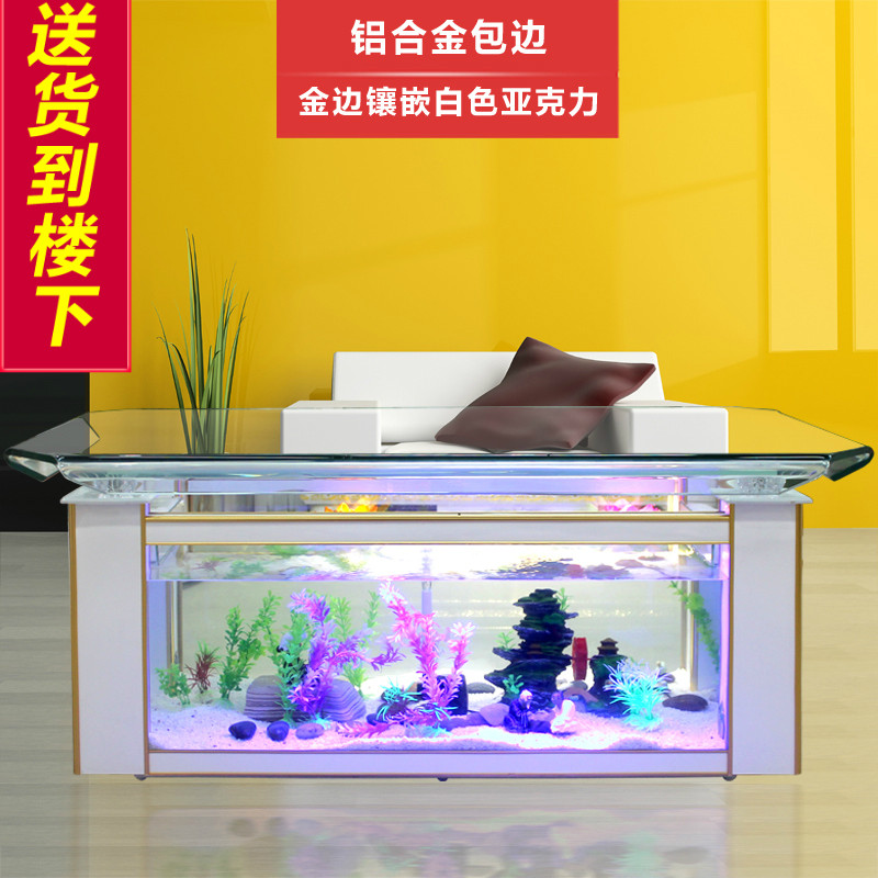 Aquarium Goldfish - ตู้ปลาตั้งโต๊ะทรงสี่เหลี่ยมผืนผ้า ขนาดใหญ่ ดีไซน์สร้างสรรค์ สำหรับตกแต่งบ้าน ห้องนั่งเล่น ใช้เป็นโต๊ะน้ำชา