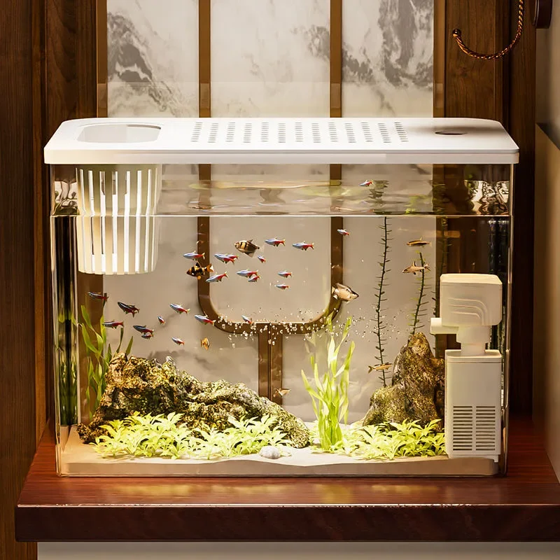 Aquarium Goldfish - PET + ABS ถังปลาใหม่โปร่งใสพร้อมฝาปิด Aquarium DROP